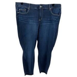 Torrid Bombshell Skinny Jeans 26R Plus Size Dark Wash High Rise Raw Hem Stretch
